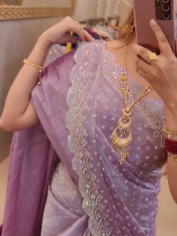 Premium Jimmy Choo Fabric Party Saree (Lavender)